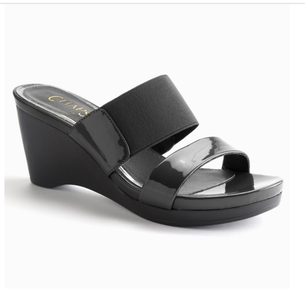 Chaps Black Wedges size 9